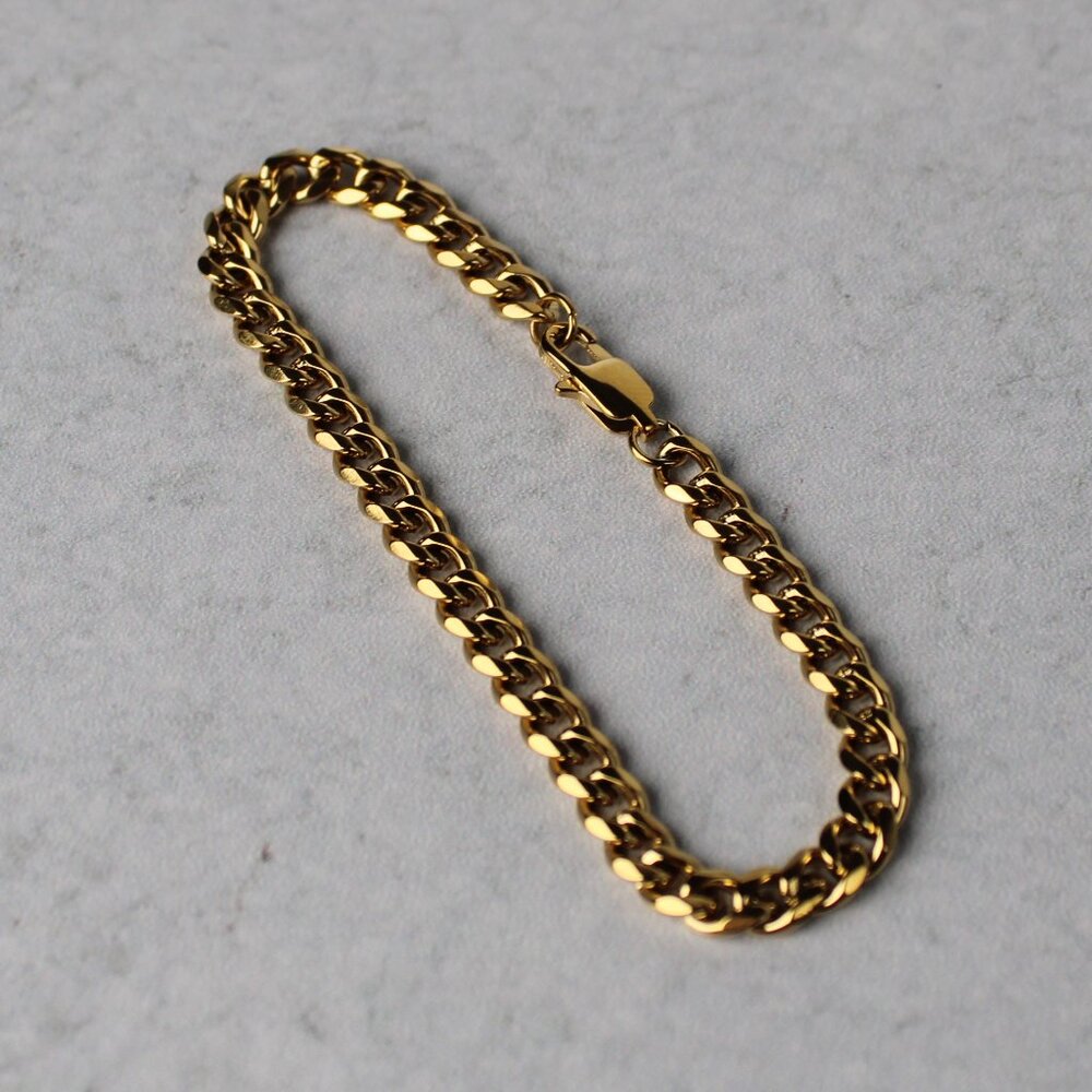 Gold 5mm Cuban Link Bracelet 7 Inch